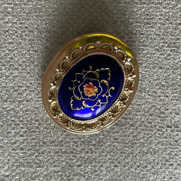 💙Antique💙14K Solid Gold Lace Blue Flower Pin Enamel Brooch Pendant - Picture 5 of 10